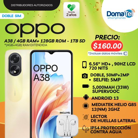 Oppo A38 / 4GB +128GB - 2 años garantía